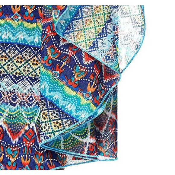 Susan Graver Women 3X Print Mesh Embellished Scarf Top Pink Beaded Neckline NWT - Picture 5 of 5